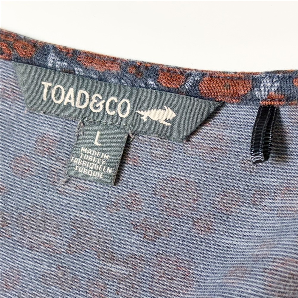 Toad&Co Long Sleeve Cue Wrap Dress Large Floral Blue Rust Comfy Side Pockets - Picture 7 of 8